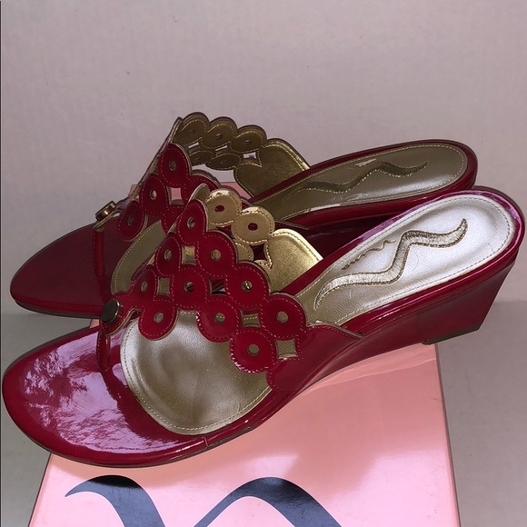 NWT Nina Naira Red Patent Leather Sandals, Size 9M - Picture 2 of 7